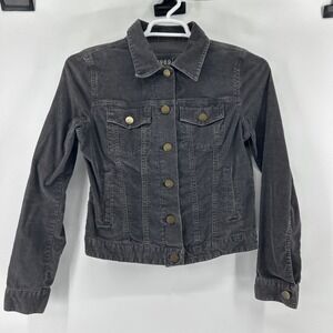 Gap 1969 Denim Jacket Women's Small S Flint Gray Corduroy Trucker Metal Buttons